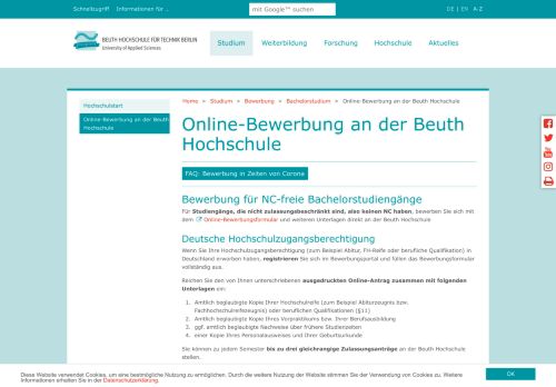 
                            1. Online-Bewerbung an der Beuth Hochschule: Beuth Hochschule für ...