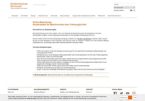 
                            3. Online-Bewerbung - FH Dortmund