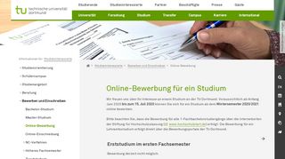 
                            7. Online-Bewerbung für ein Studium im ersten ... - TU Dortmund