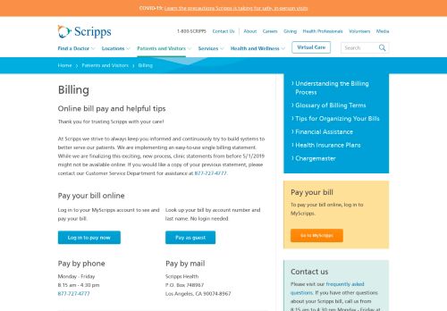 
                            12. Online Bill Pay and Billing Questions - Scripps Health