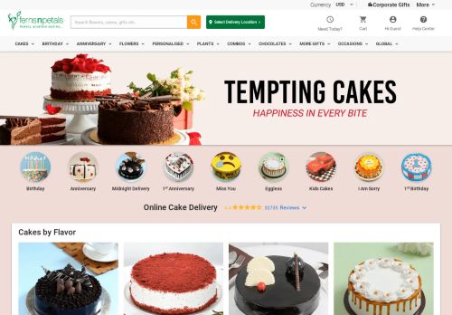 
                            5. Online Cake Delivery | Best Cakes Online @499 - Ferns N Petals