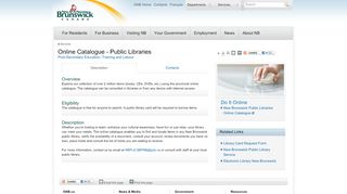 
                            2. Online Catalogue - Public Libraries - Government of New Brunswick