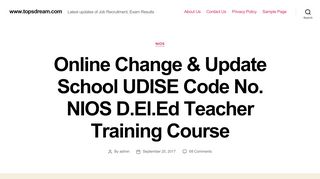 
                            7. Online Change & Update School UDISE Code No. NIOS D.El.Ed ...