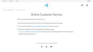 
                            5. Online Customer Service | Grameenphone
