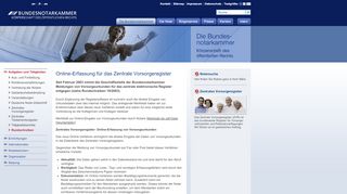 
                            11. Online-Erfassung für das Zentrale Vorsorgeregister ...