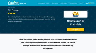 
                            5. Online EU Casino Test | 100% bis zu 100 Mega Spiele