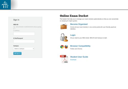 
                            4. ONLINE EXAM DOCKET SYSTEM