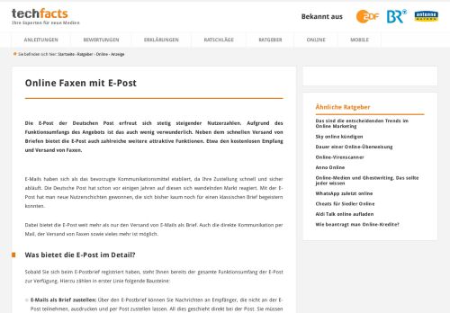 
                            6. Online Faxen mit E-Post - Anleitung von Experten - Techfacts