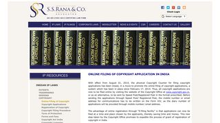 
                            10. Online Filing of Copyright Application in India - SS Rana