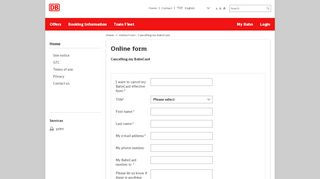 
                            6. Online Form - Cancelling my BahnCard - Deutsche Bahn