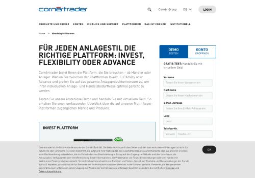 
                            4. Online Handelsplattform | Cornèrtrader: Schweizer Multi-Asset ...