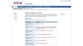 
                            9. Online-Hilfe Hochschulstart - Registrierungsdaten verwalten