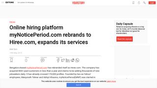 
                            11. Online hiring platform myNoticePeriod.com rebrands to Hiree.com