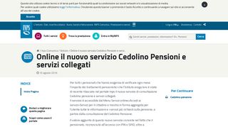 
                            7. Online il nuovo servizio Cedolino Pensioni e servizi collegati - Inps