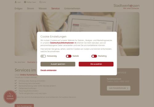 
                            2. Online-Kundenportal - Kundenportal - Stadtwerke Essen