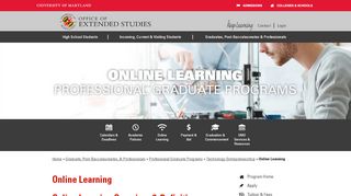 
                            2. Online Learning - Office of Extended Studies - University of Maryland