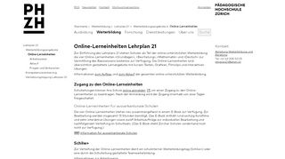 
                            9. Online-Lerneinheiten Lehrplan 21 - PH Zürich