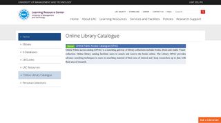 
                            10. Online Library Catalogue - UMT Library