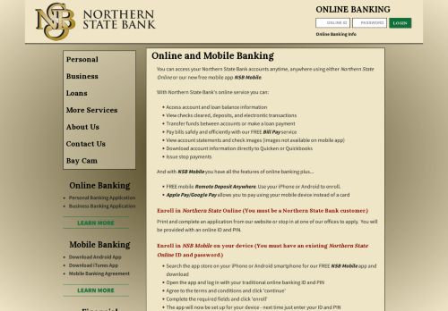 
                            8. Online & Mobile Banking - - Northern State Bank