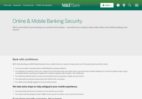 
                            3. Online & Mobile Banking Security - Help Center | M&T Bank - mtb MTB