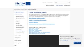 
                            2. Online monitoring system, Interreg VB North Sea Region Programme