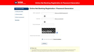 
                            4. Online Net Banking Registration / Password ... - Kotak Mahindra Bank
