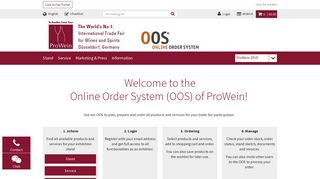 
                            4. Online Order System (OOS) -- ProWein Trade Fair