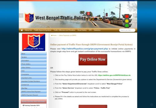 
                            6. Online payment of Traffic Fines via GRIPS - West Bengal Traffic Police