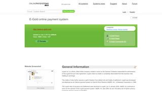 
                            8. Online Payment Systems : E-Gold full description