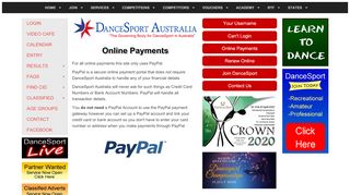 
                            8. Online Payments - DanceSport Australia