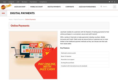 
                            3. Online Payments - JazzCash