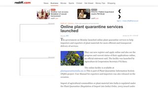 
                            6. Online plant quarantine services launched - Rediff.com Business