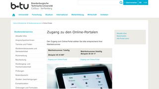 
                            3. Online-Portale / Studierendenservice universitär : b-tu.de