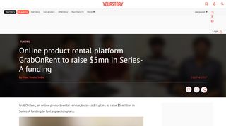 
                            6. Online product rental platform GrabOnRent to raise $5mn in Series-A ...