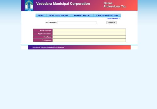 
                            9. Online Professional Tax - Vadodara Municipal Corporation