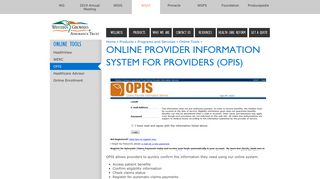 
                            7. Online Provider Information System for Providers (OPIS) | Western ...