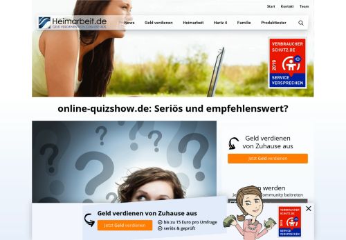 
                            7. online-quizshow.de: Seriös und empfehlenswert? | Heimarbeit.de √