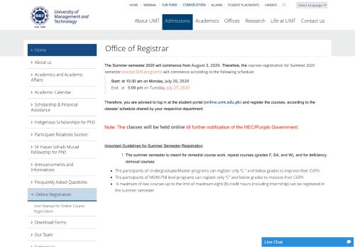 
                            7. Online Registration - UMT