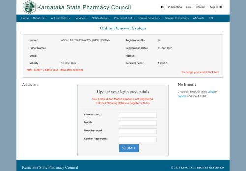 
                            11. Online Renewal System - Karnataka State Pharmacy Council