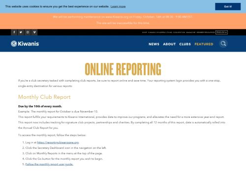 
                            8. Online Reporting - Kiwanis International