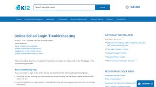 
                            2. Online School Login Troubleshooting - K12 Customer Support