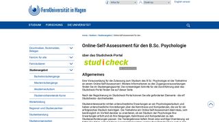 
                            9. Online-Self-Assessment für den B.Sc. Psychologie - FernUniversität in ...