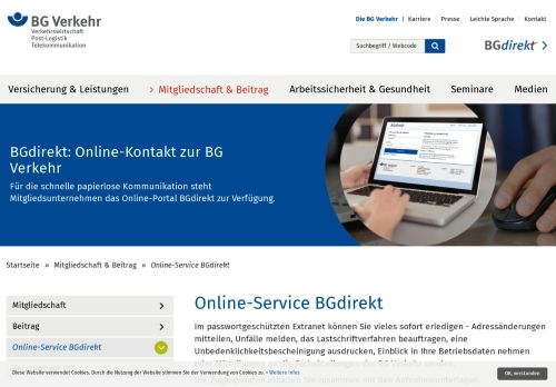 
                            3. Online-Service BGdirekt — BG Verkehr