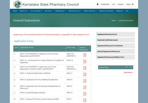 
                            8. Online Services - Karnataka State Pharmacy Council