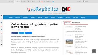 
                            7. Online share-trading system to go live in two months - My Republica