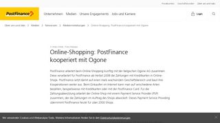 
                            12. Online-Shopping: PostFinance kooperiert mit Ogone | PostFinance