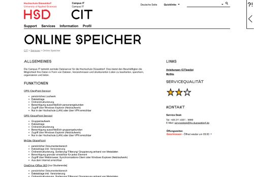 
                            13. Online Speicher - Campus IT - Hochschule Düsseldorf