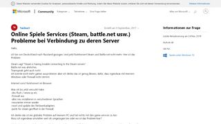 
                            11. Online Spiele Services (Steam, battle.net usw.) Probleme bei ...