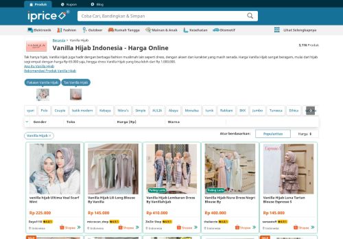 
                            5. Online Store Vanilla Hijab|harga online terbaik di Indonesia | iPrice