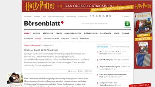 
                            8. Online-Studiengänge / Springer kauft W3L-Akademie / boersenblatt.net